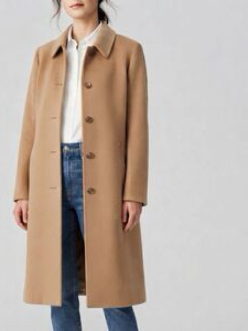 Banana Republic Long Camel Button-Front Trench Coat